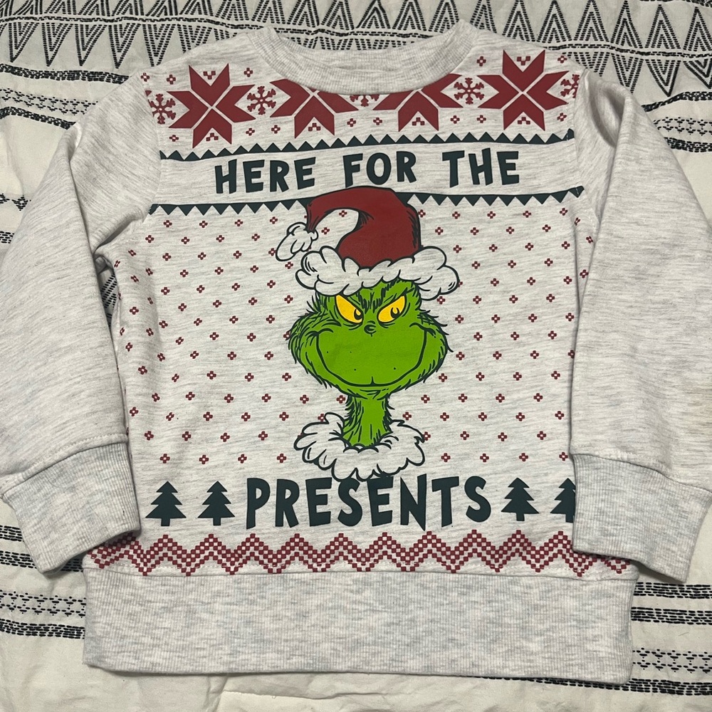 Kids Grinch Christmas Sweatshirt- Gray & Green